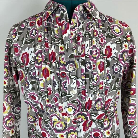 Boden grey floral print button down dress - Picture 4 of 5